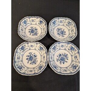 Johnson Brothers Indies Blue Cereal / Soup Bowls Set of 4 England Ironstone 7"